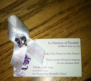 Memorial Pin and ribbon with card